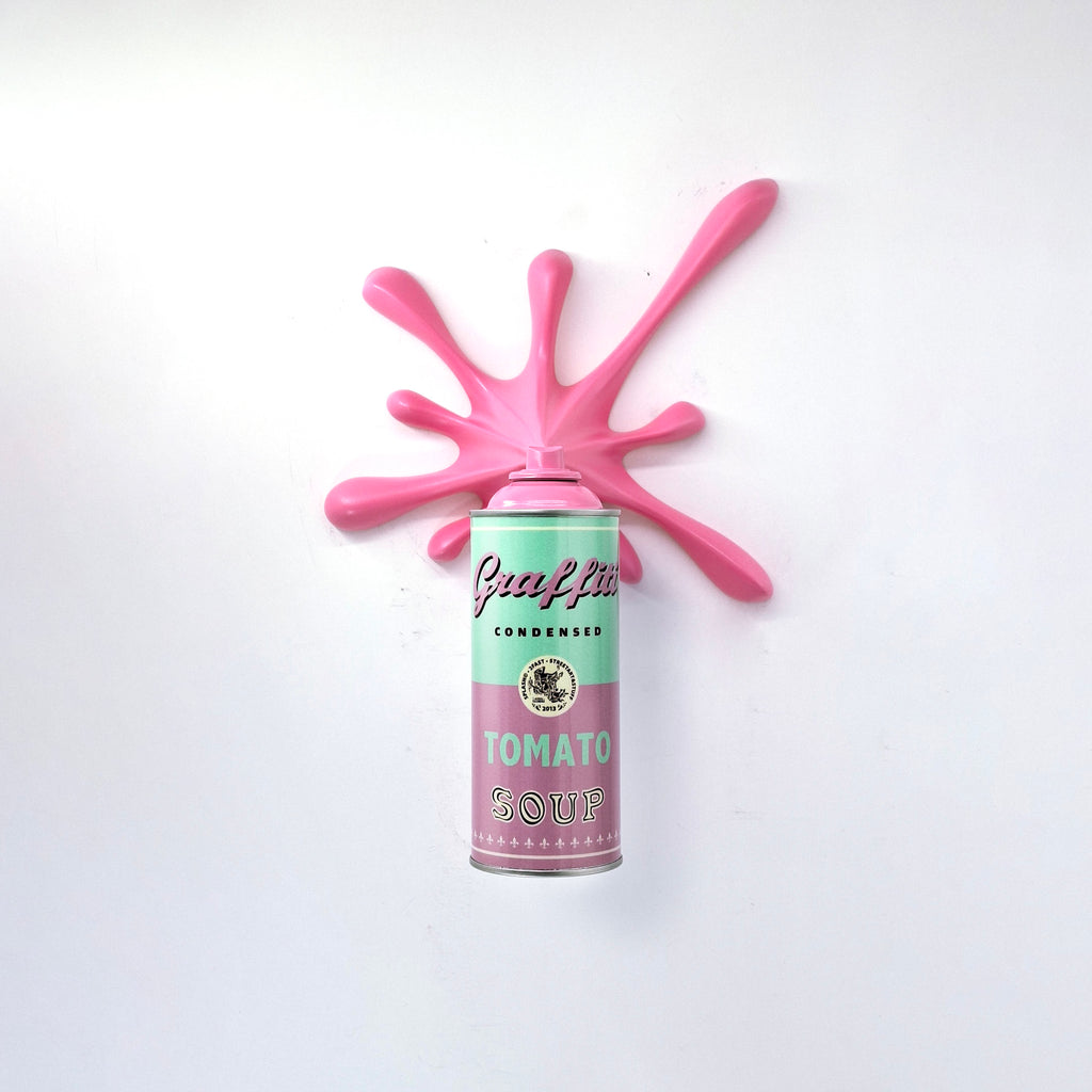Baby Pink Soup Splash Spraycan Graffiti Sculpture