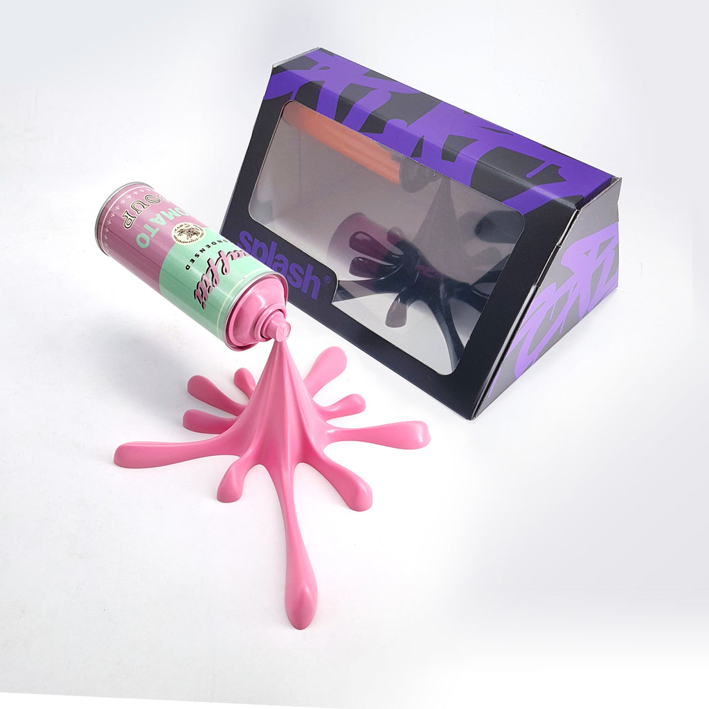 Baby Pink Soup Splash Spraycan Graffiti Sculpture