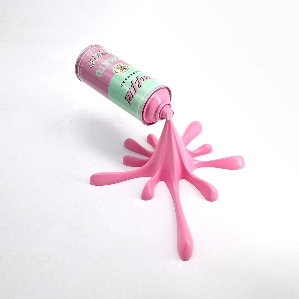 Baby Pink Soup Splash Spraycan Graffiti Sculpture