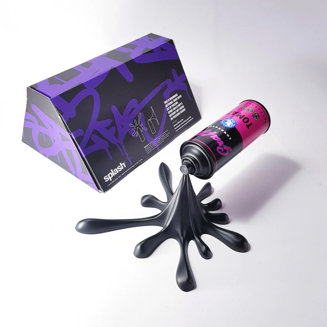 Black Pink Graffiti Tomato Soup Splash Spray Can Sculpture