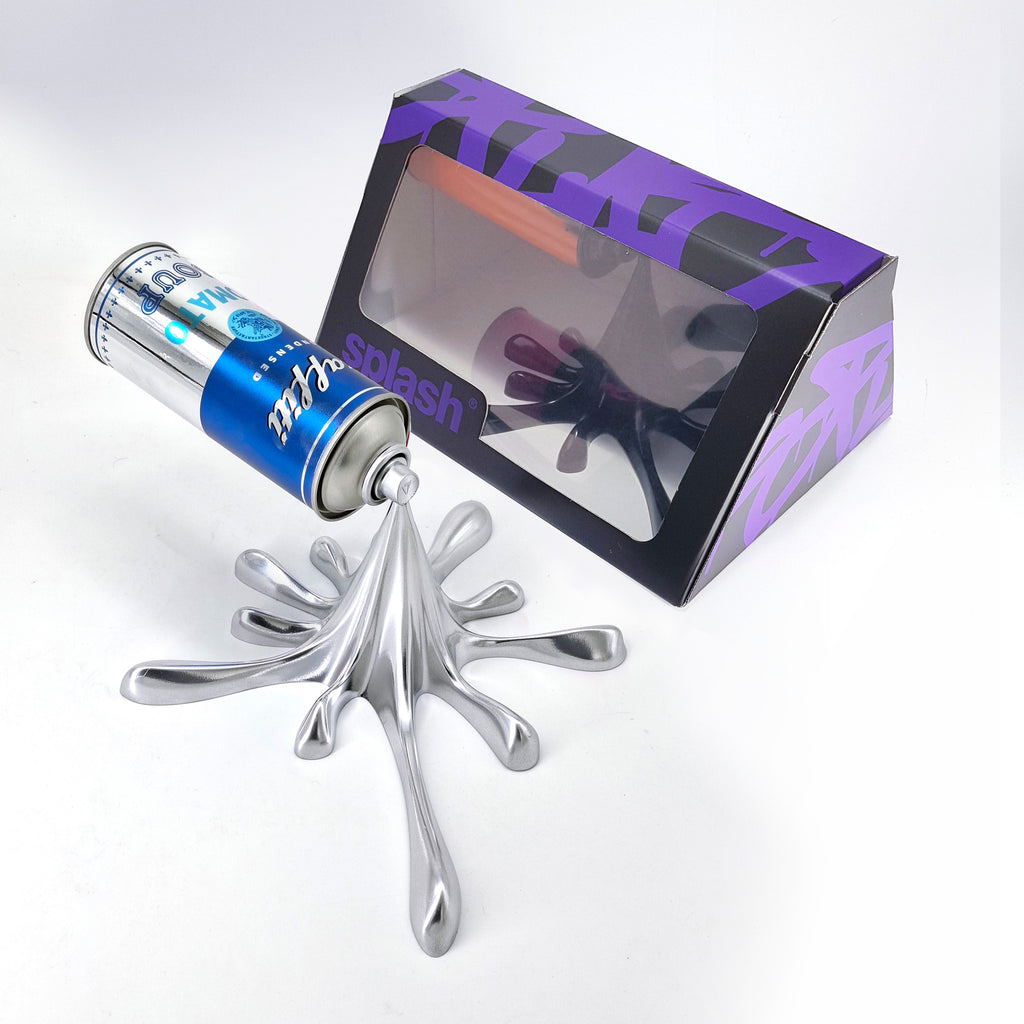 Chrome Blue  Graffiti Tomato Soup Splash Can Sculpture