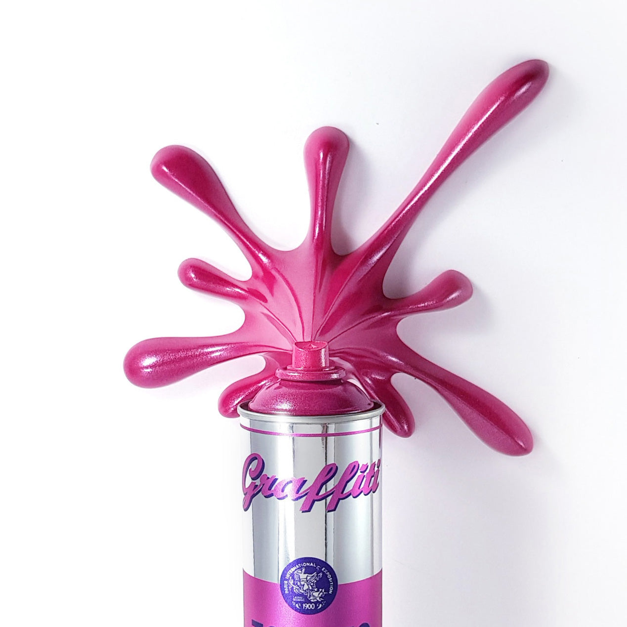 Chrome Pink Graffiti Tomato Soup Splash spray can street art sculpture