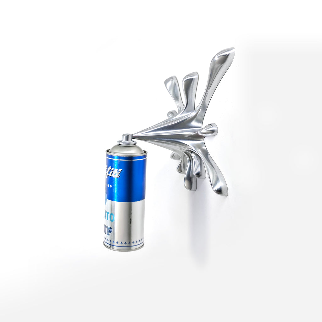 Chrome Blue  Graffiti Tomato Soup Splash Can Sculpture