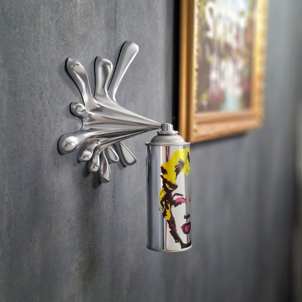 Marilyn Silver Splash Spraycan Pop Art Sculpture