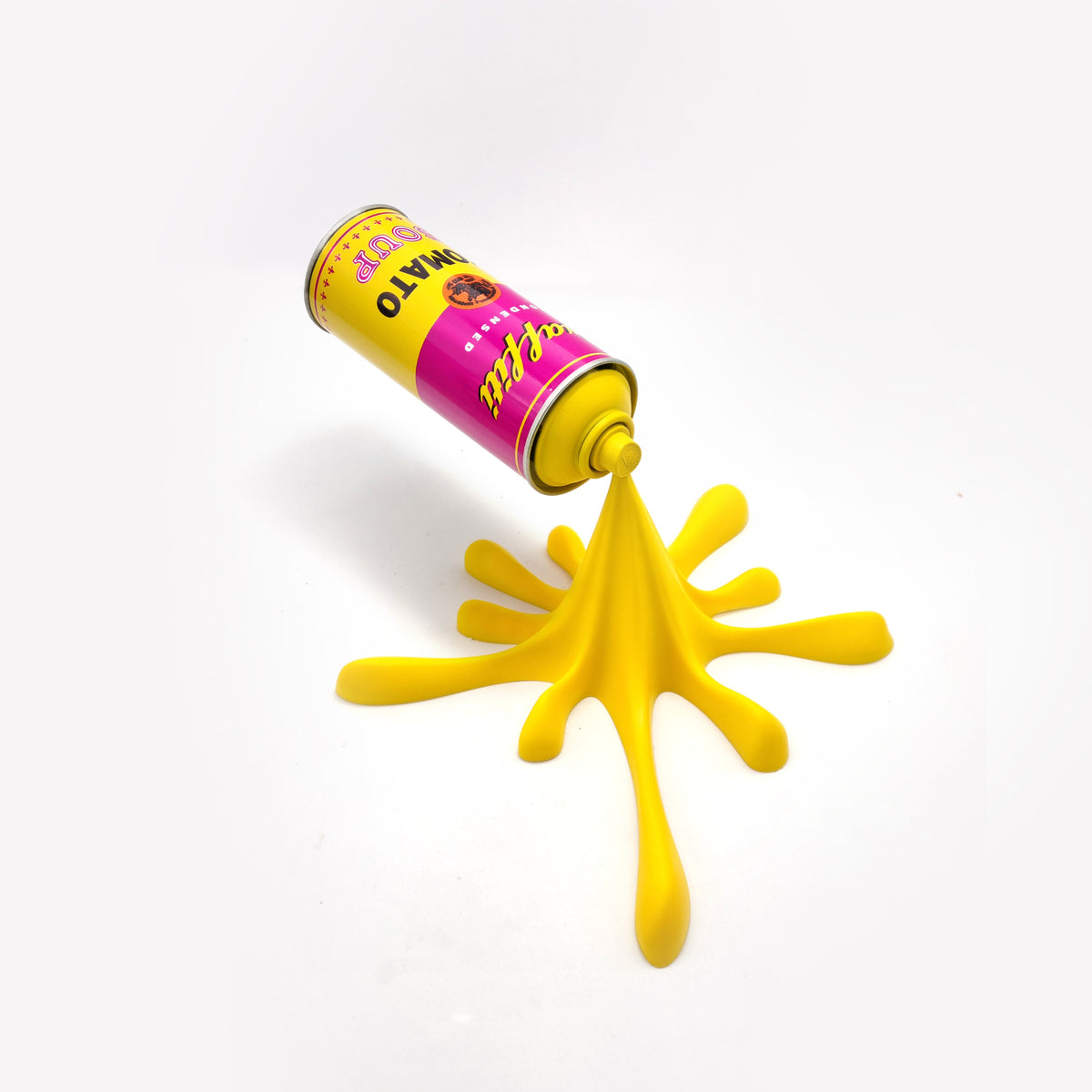 Yellow Soup Splash Spraycan Graffiti Sculpture