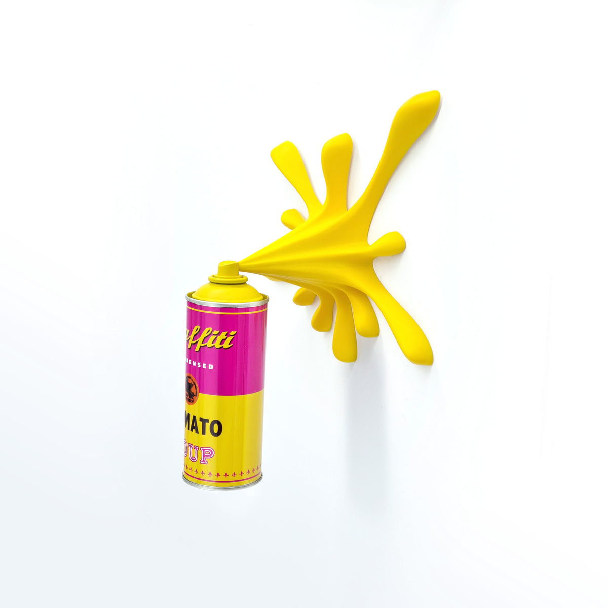 Yellow Soup Splash Spraycan Graffiti Sculpture