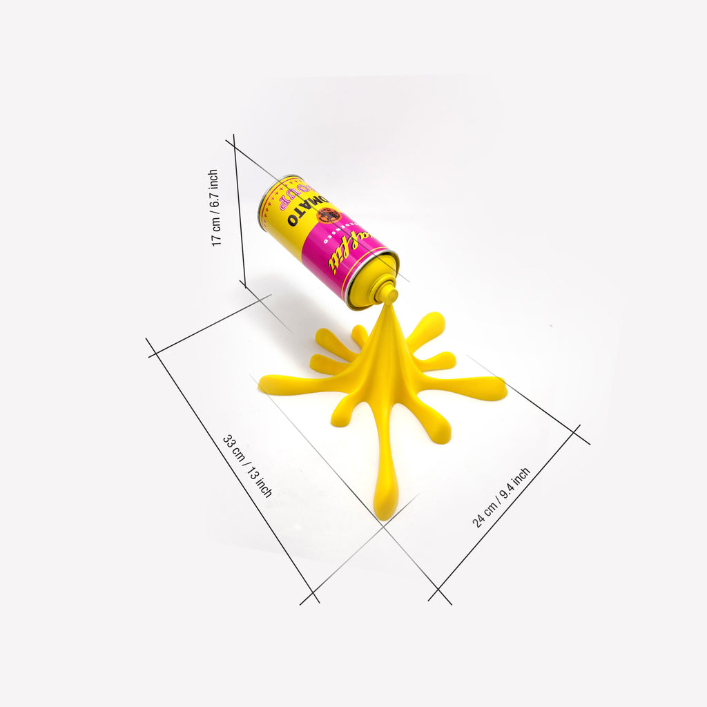 Yellow Soup Splash Spraycan Graffiti Sculpture
