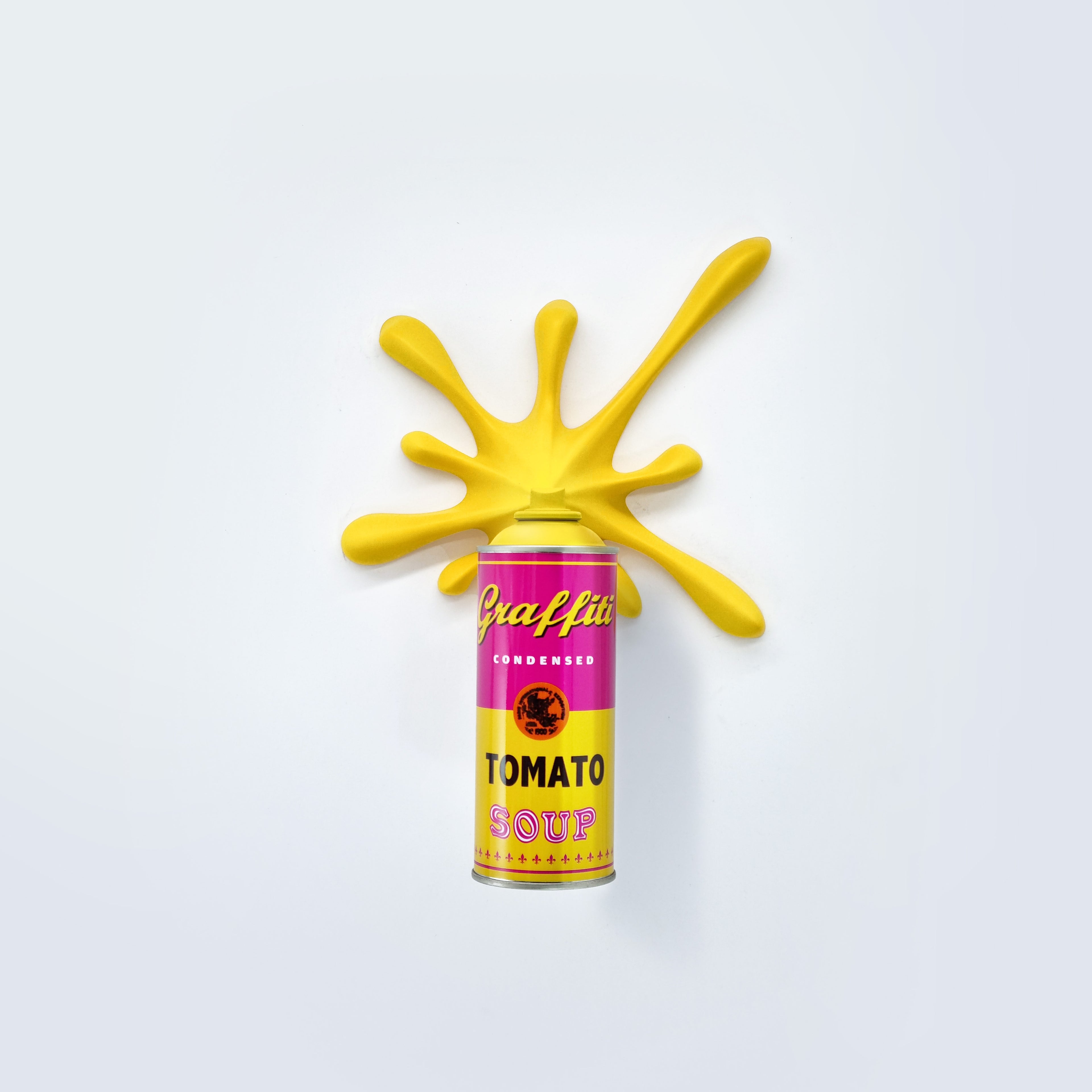 Yellow Soup Splash Spraycan Graffiti Sculpture
