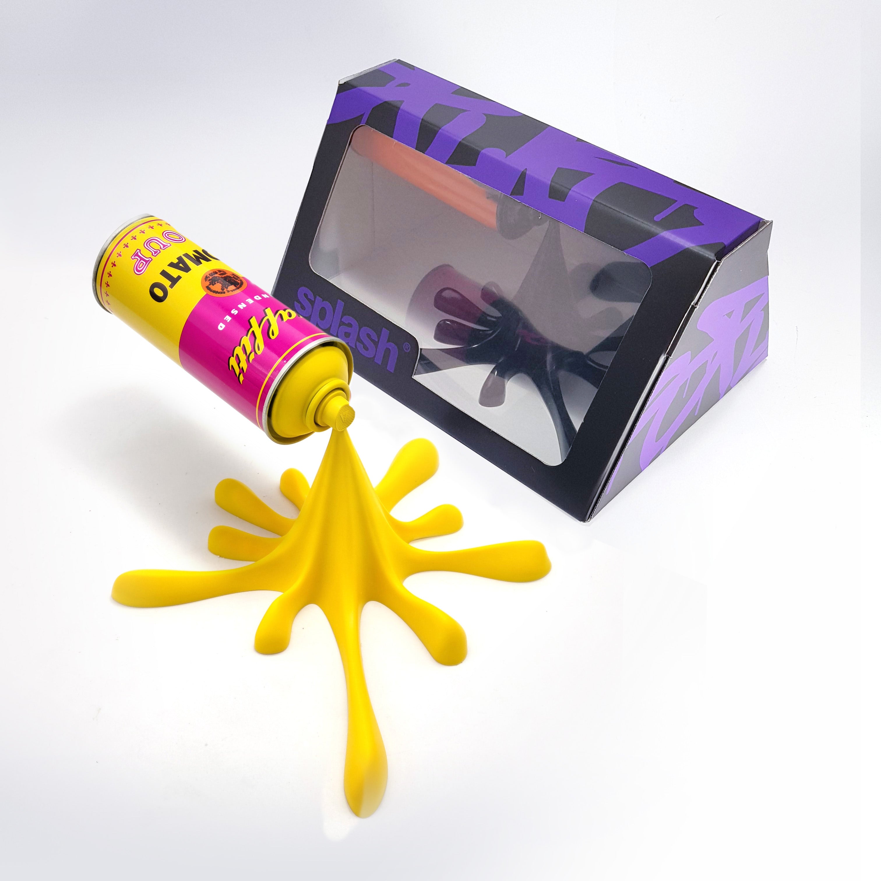 Yellow Soup Splash Spraycan Graffiti Sculpture