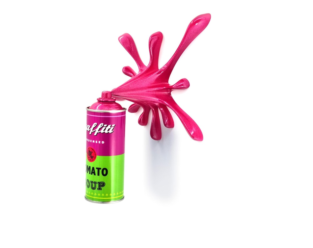 Pink Graffiti Tomato Soup Splash Sculpture