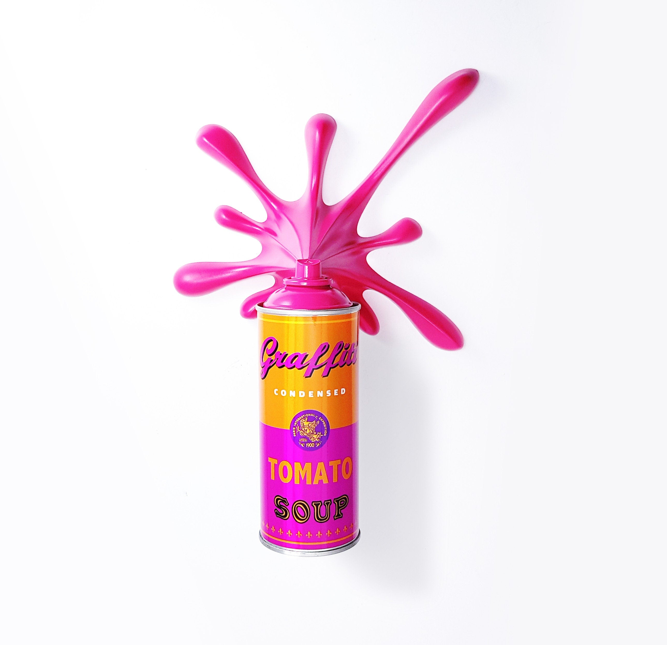 Pink Warhol's Graffiti Splash spraycan sculpture