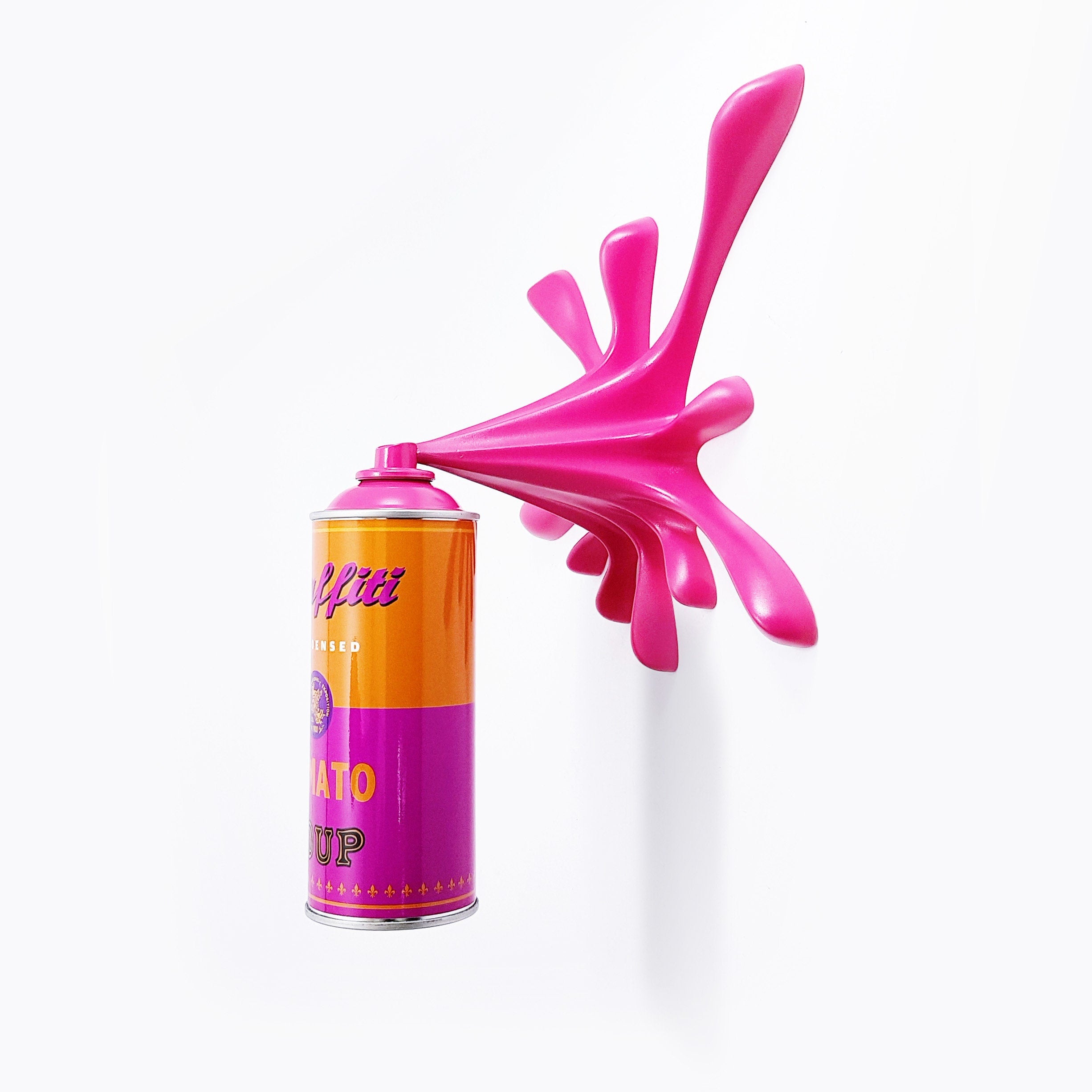 Pink Warhol's Graffiti Splash spraycan sculpture