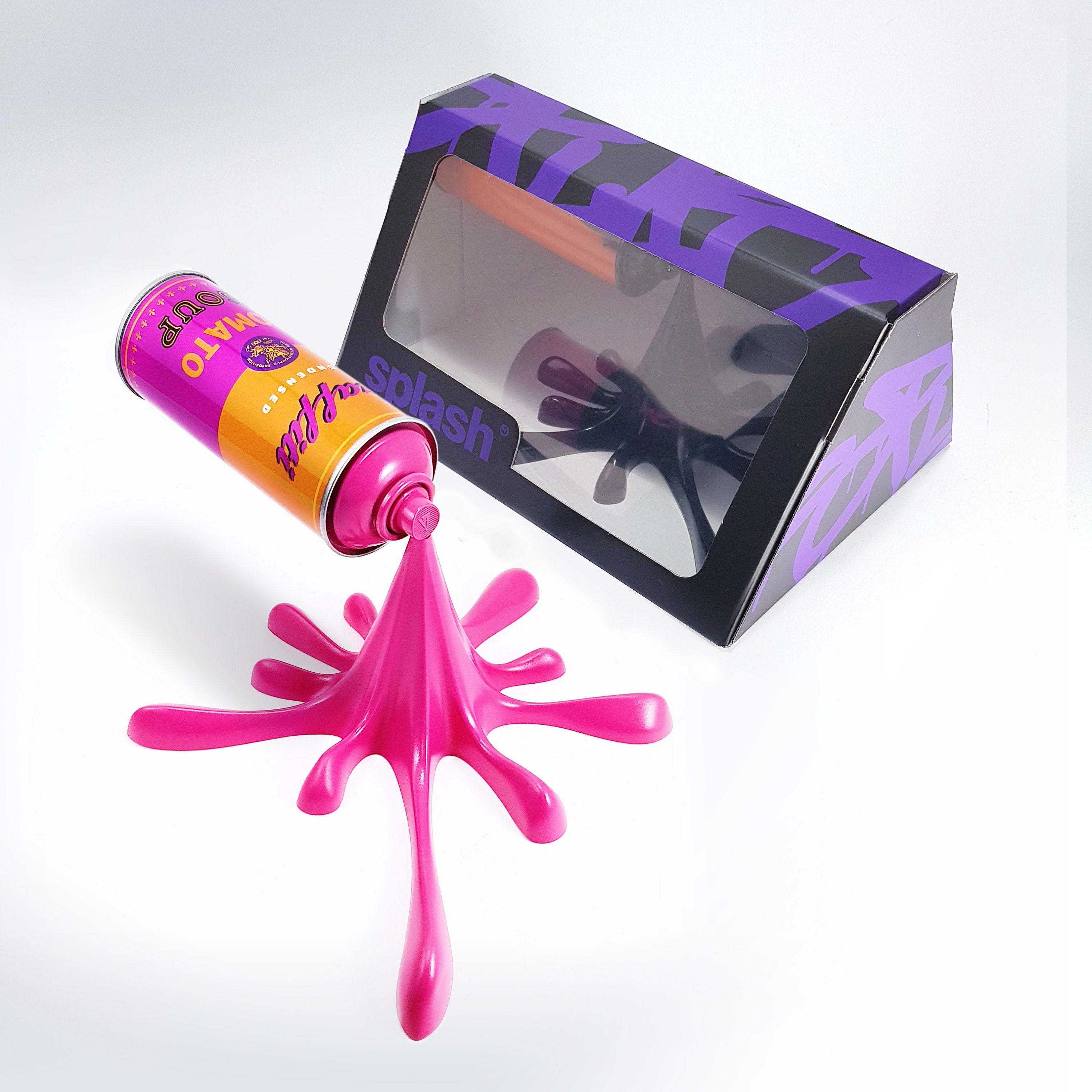 Pink Warhol's Graffiti Splash spraycan sculpture
