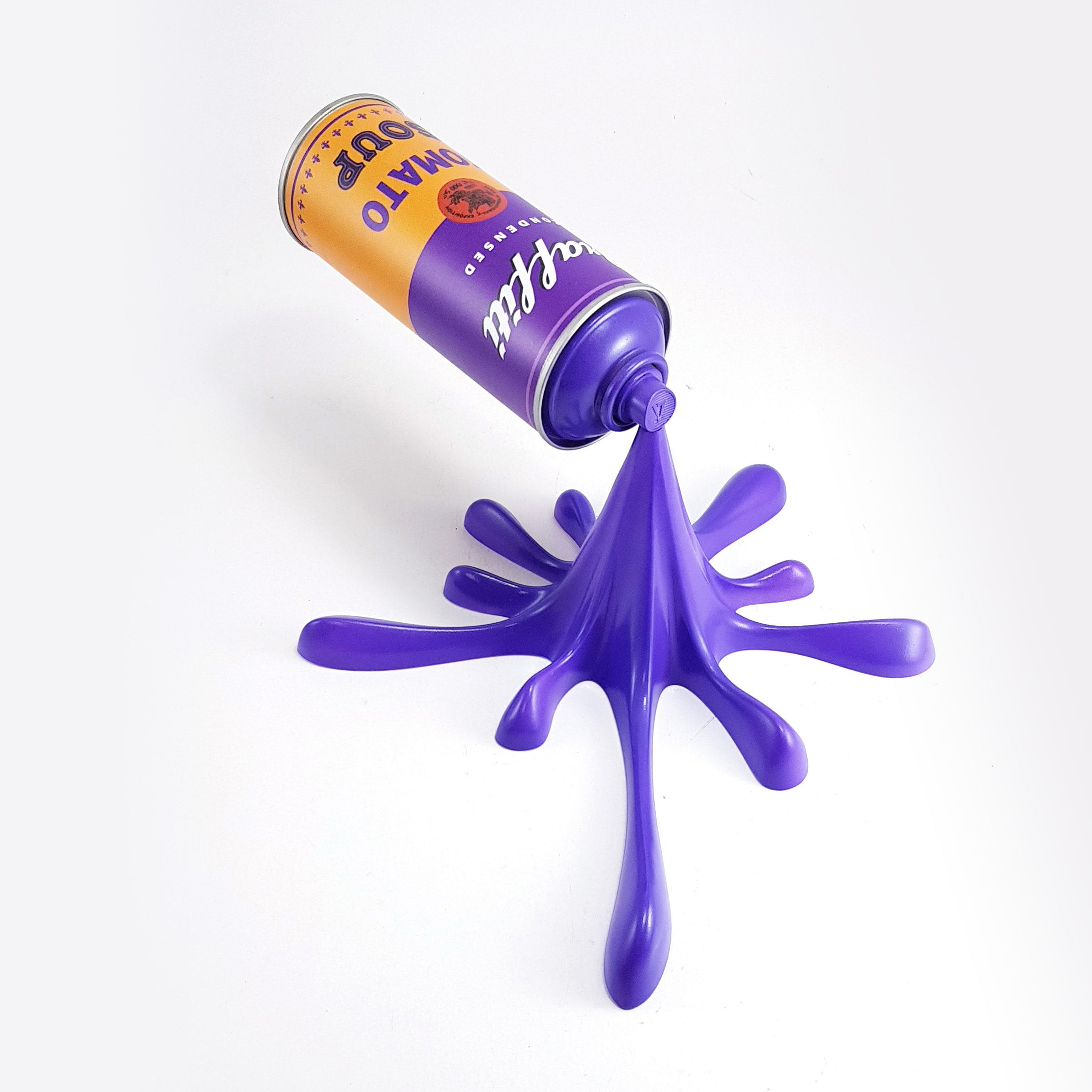 Purple Warhol Graffiti Tomato Soup Splash spray can