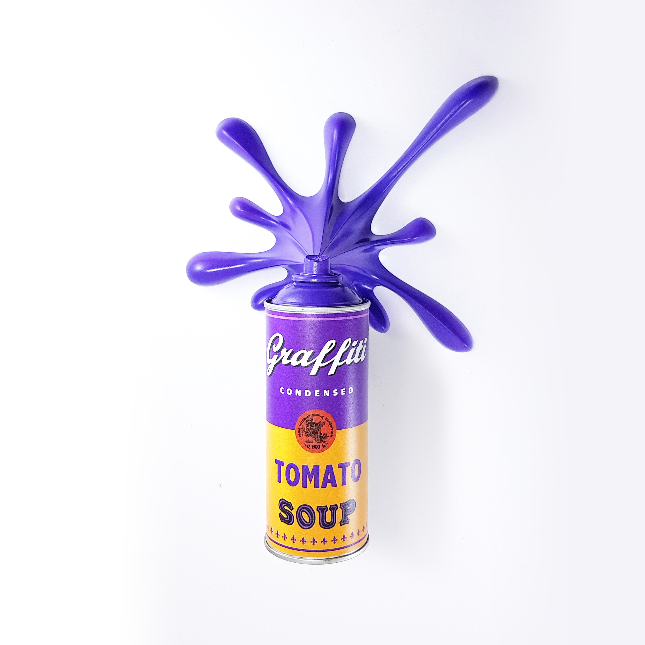 Purple Warhol Graffiti Tomato Soup Splash spray can